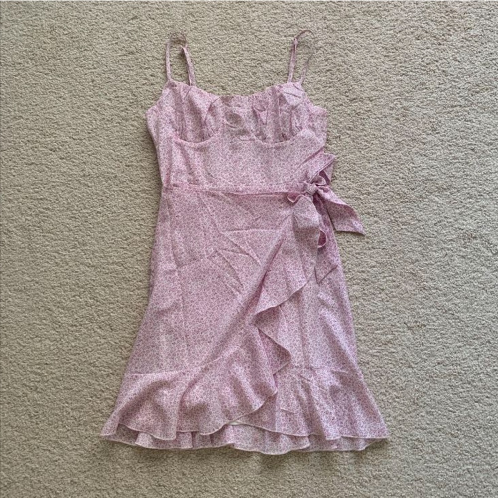 Princess Polly Pink Floral Ruffle Wrap Midi Dress